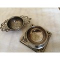 Vintage silver plated tea strainer and holder