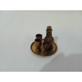 Brass tray with decanter and goblets for printers tray