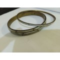 2 x Brass and mother of pearl bangles