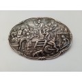 Stunning Vintage embossed silver plated brooch