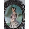 2 x Small pictures on silk in filigree frames