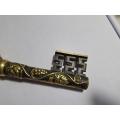 Vintage brass In Vino Veritas key cork screw