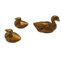 3 x Small brass ducks 3cm highest