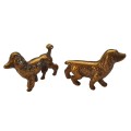 2 x Brass dogs ornamenta 5cm high