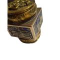Champleve enamelled and embossed brass canister stunning