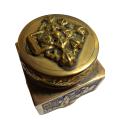 Champleve enamelled and embossed brass canister stunning