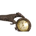 Vintage sterling silver and marcasite brooch with watch (not working)