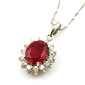 PENDANT~Beautiful 3.5ct Lab Ruby Pendant .925 Sterling Silver