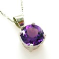2.3ct Natural Amethyst Pendant 925 Sterling Silver Round