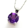 2.3ct Natural Amethyst Pendant 925 Sterling Silver Round