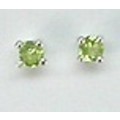 NATURAL PERIDOT EARRINGS-3mm set in .925 Silver