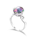 RING~UNIQUE 3ct Genuine Mystic Topaz Ring .925 Sterling Silver~size 8