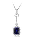 Pendant- 3.7ct Created Blue Sapphire Pendant set in .925 Sterling Silver