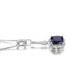 Pendant- 3.7ct Created Blue Sapphire Pendant set in .925 Sterling Silver