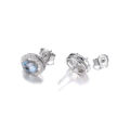 EARRINGS~ Oval 1.1ct Natural Blue Topaz 925 Sterling Silver Stud Earrings