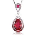 PENDANT~Stunning Lab Created Ruby Pendant set in .925 Sterling Silver