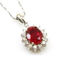 PENDANT~Beautiful 3.5ct Lab Ruby Pendant .925 Sterling Silver
