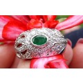 Genuine Emerald ring in 925 silver