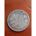**** Silver 1895 Z.A.R Sixpence ****