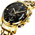 NIBOSI Luxury Men Gold Watch with Elegant Black Dail