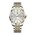 Poedagar - Silver and Gold Stainless Steel Men`s Watch with White Dial