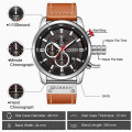 Curren Brown Leather Strap Men`s Watch with Black Dial