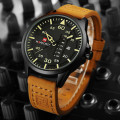 Nafivorce Brown leather strap with Black Dial, Watch for Men