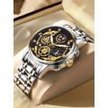 Aborni - Silver and Gold Stainless Steel Men`s Watch