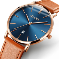 Olevs French Classis Mens Watch With Blue Dial