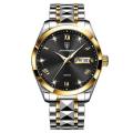 Poedagar Formal Silver and Gold Stainless Steel Men`s Watch with Black Dial