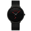 CRRJU Simple Ultra-Thin Stainless Steel Wristwatch (Black)