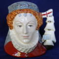 Pair Royal Doulton CHARACTER JUGS - King Philip II of Spain & Queen Elizabeth I **Very High Value!**