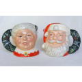 Two Royal Doulton MINIATURE CHARACTER JUGS - Santa Claus (Style 5: Wreath) & Mrs. Claus **R3900**