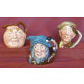 Three Royal Doulton MINIATURE CHARACTER JUGS - Rip Van Winkle, Arry & John Barleycorn