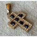 DIAMANTE CROSS PENDANT WITH BLACK CRYSTAL INSETS
