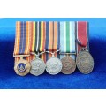 - Court Mounted Miniature Group of 5 x SADF Medals -