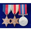 - WW2 Group of 3 x Medals, Unnamed as to British Recipients -