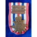 - WW2 Netherlands Cross for Order and Peace with 3 Bars / Clasps 1946,47,48 -