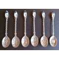 Set of 6 Beautiful Delft EPNS Spoons with Dutch Clogs at the ends