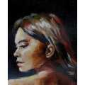 Nude on black background, oil painting by Danie Cronje on canvas sheet, unframed