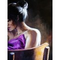 Seated Nude, oil painting by Danie Cronje on blocked canvas