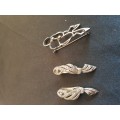 Rare Art deco 1920`s to 1930s silver brooch that also turns into earings