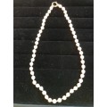 Individually knotted cultured drop pearls with 9ct gold large bolt ring clasp