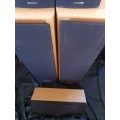 set of 5 Kenwood home theatre speakers 2 tallboys,2 short and centre