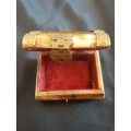 Vintage hand carved Camel bone Jewellery box with brass