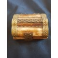 Vintage hand carved Camel bone Jewellery box with brass