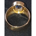 Genuine Natural Saphire and Diamond 18ct gold ring