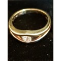 Genuine 18ct gold 2 tone Tube Dress Ring with real 1/4 carat Diamond