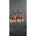Red large dangling earrings