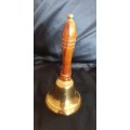 Large Brass School bell with wooden handle
